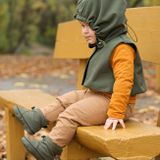 Detská kapucňa so šálom - Forest Green